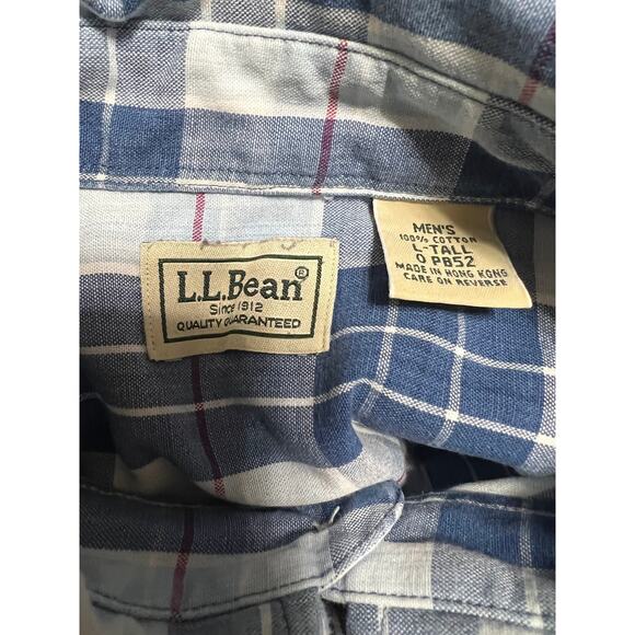 L.L. Bean Blue/Pink/White S/S Men's Button Down Shirt Size Large Tall - Picture 4 of 4